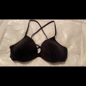 Black VS PINK halter cross back swim top (L) new w/ out tags.